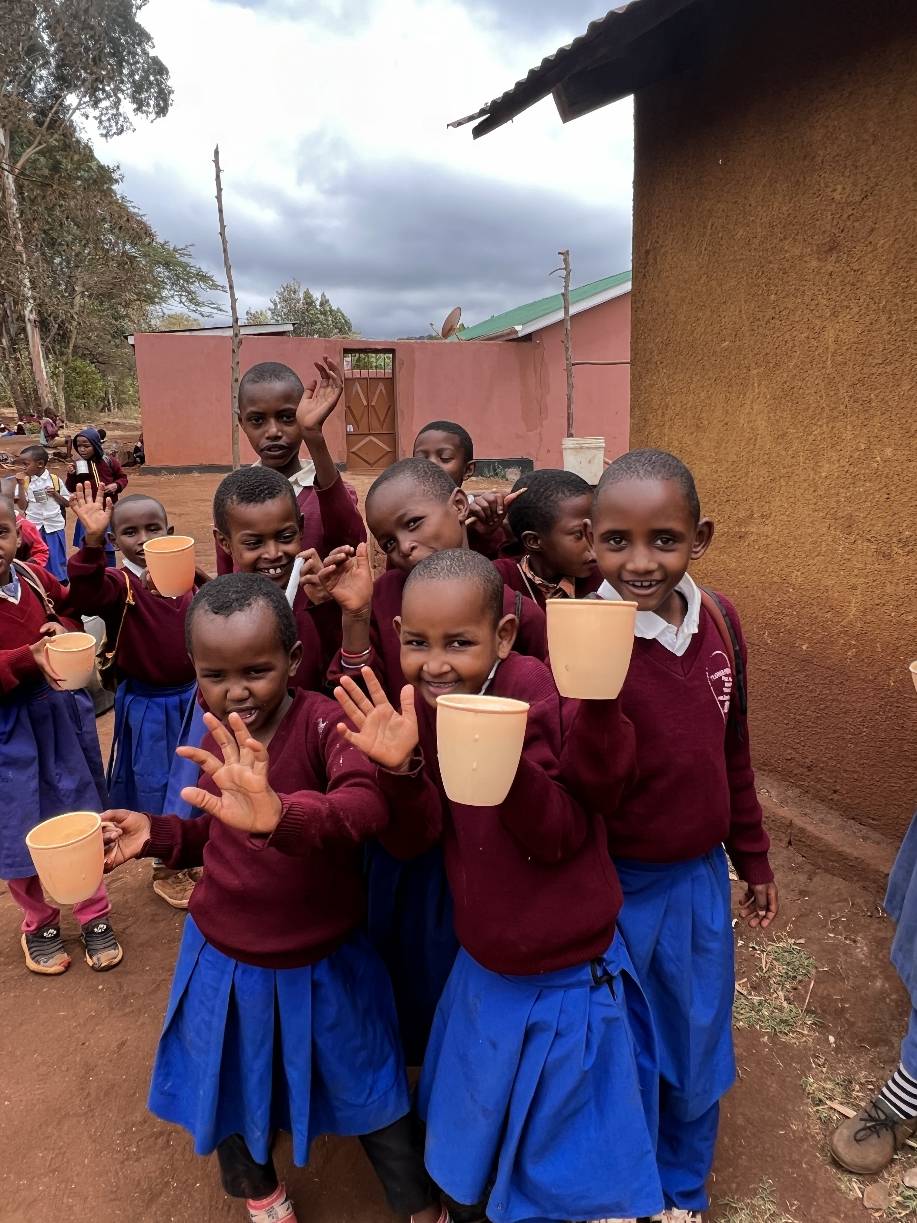 Children eating a breakfast meal